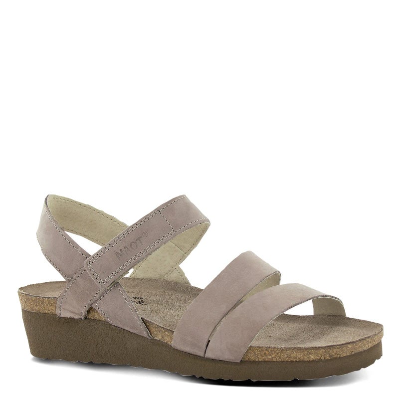 NAOT Kayla Women's Sandals â€“ 3-Strap Support with Backstrap, Cork-Latex Footbed, Arch Support â€“ Comfortable for All-Day Walking Stone Nubuck 7-7.5 N-M US